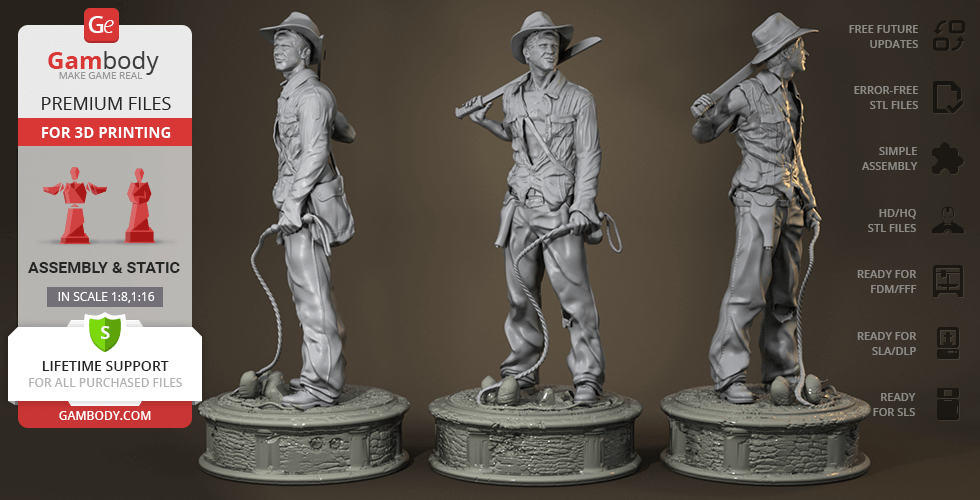 Buy Indiana Jones 3D Printing Figurine | Assembly