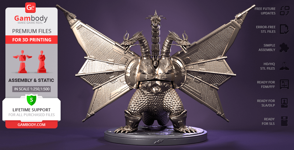 Buy Mecha-King Ghidorah 3D Printing Figurine | Assembly