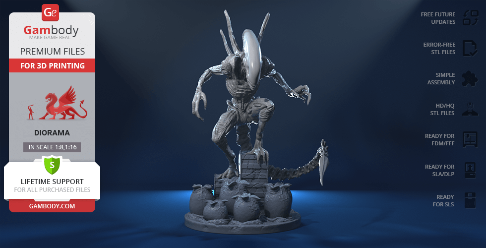 Buy Alien Xenomorph in Diorama for 3D printing | Assembly