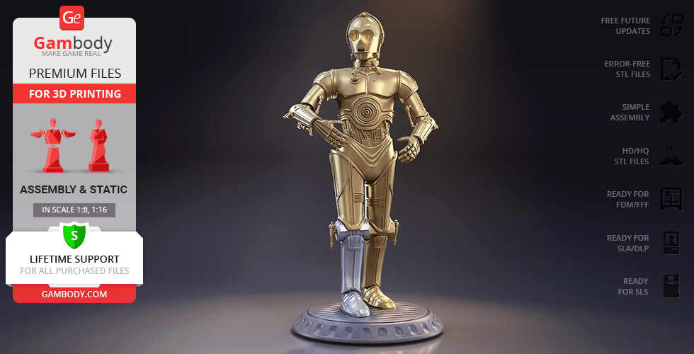 Buy C-3PO 3D Printing Figurine | Assembly
