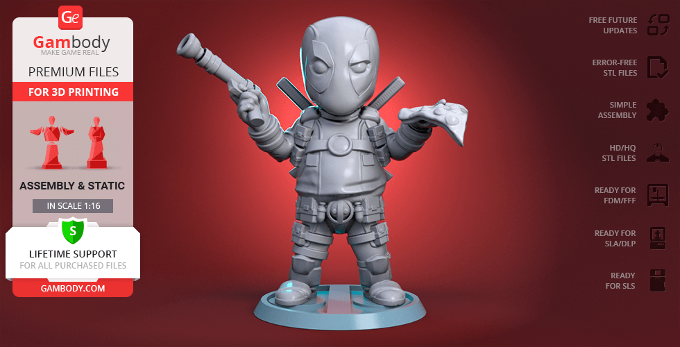 Buy Chubby Deadpool 3D Printing Figurine | Assembly