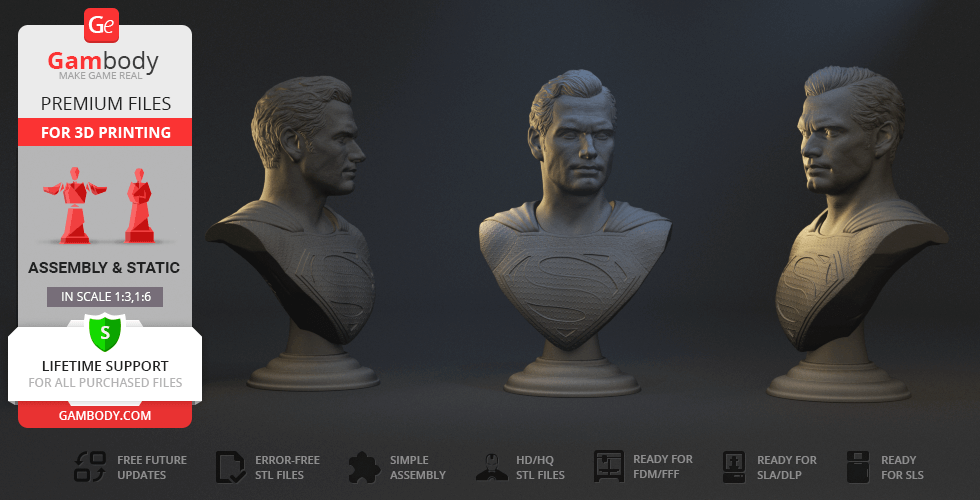 Buy Superman Bust 3D Printing Figurine | Assembly