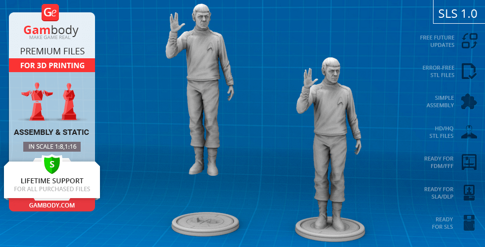 3D model of a character in a uniform with a raised hand gesture, available from Gambody for printing.