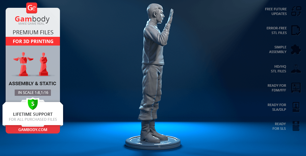 3D model of a standing figure performing a salute gesture, designed for 3D printing.