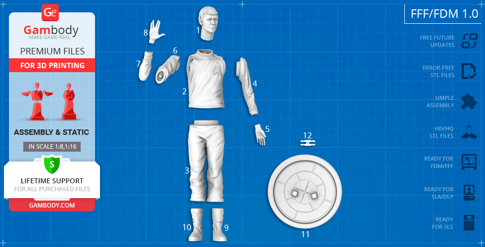 3D model parts of a character in a spacesuit for assembly, including head, limbs, and base stand.
