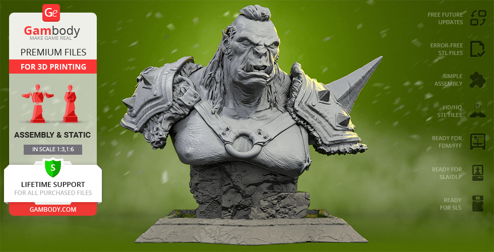 Buy Orc The Executioner Bust 3D Printing Figurine | Assembly