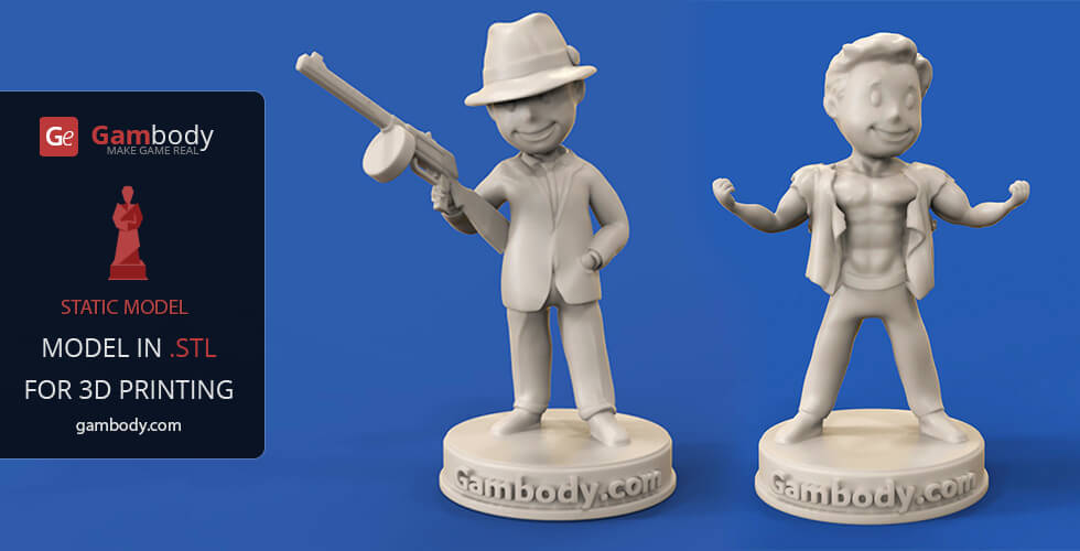 Buy Vault Boy: Adrenaline Rush + Gangster 3D Print Models  | Scale Figures