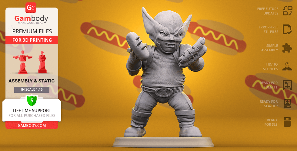 Buy Chubby Wolverine 3D Printing Figurine | Assembly
