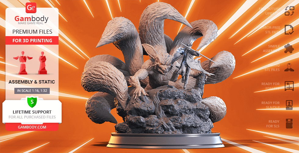 Buy Naruto and Kurama 3D Printing Figurines in Diorama | Assembly