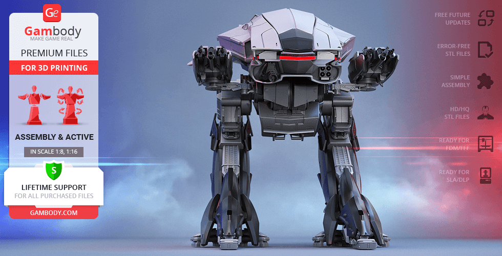 Buy ED-209 (2014) 3D Printing Model | Assembly + Action