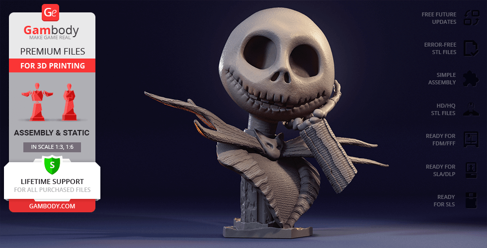 Buy Jack Skellington Bust 3D Printing Figurine | Assembly