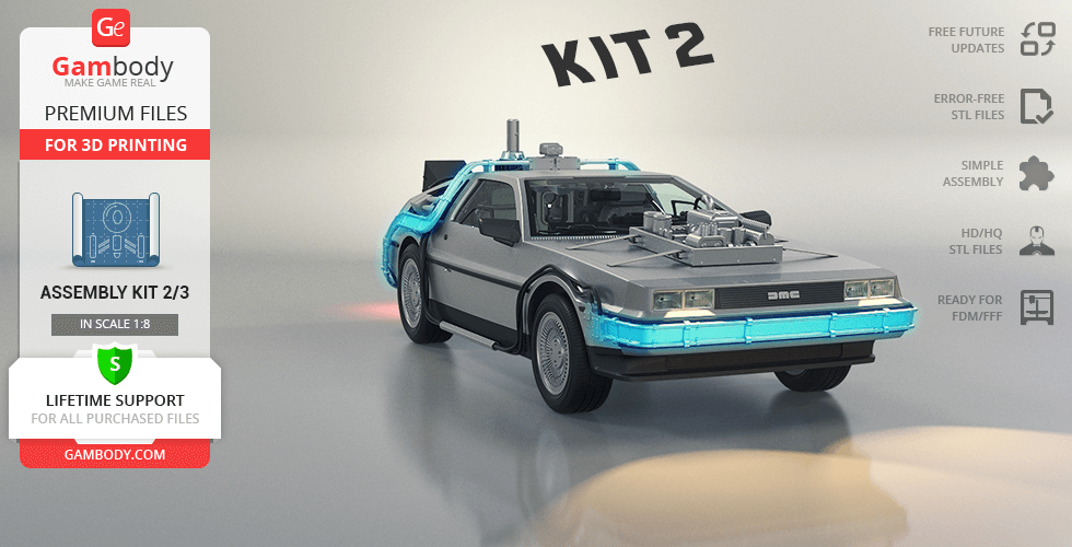 Buy DeLorean 3D Printing Model | Assembly Kit 2: Engines, Mr Fusion, Active Suspension