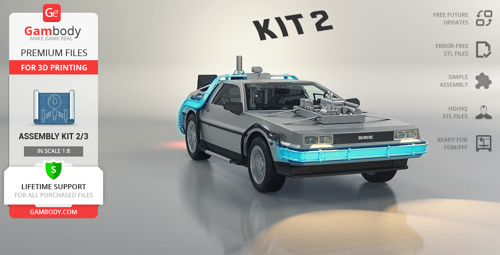 Buy DeLorean 3D Printing Model | Assembly Kit 2: Engines, Mr Fusion, Active Suspension