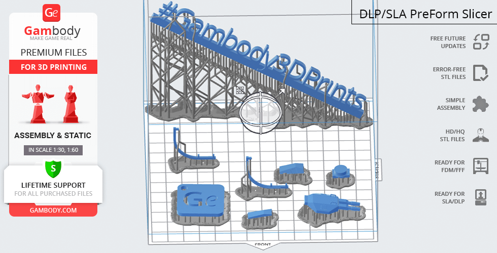 3D printable parts for M577 APC model with supports, ready for assembly and printing.